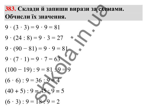 Завдання № 383 Завдання № 383 — ГДЗ Математика 3 клас Листопад 2025 частина 1