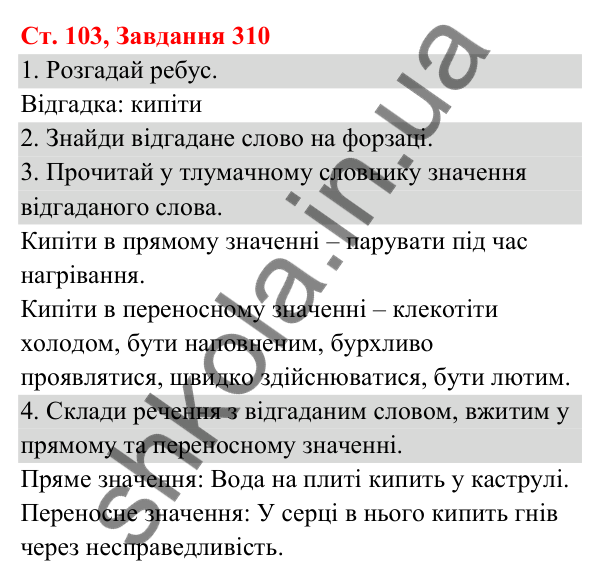Відповідь до завдання № 310, сторінка 103 - ГДЗ Українська мова та читання 3 клас Кравцова 2025 частина 1