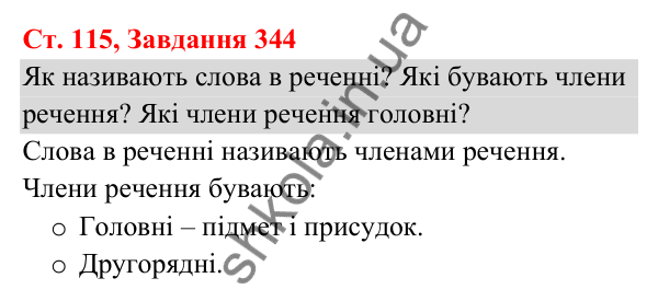Відповідь до завдання № 344, сторінка 115 - ГДЗ Українська мова та читання 3 клас Кравцова 2025 частина 1