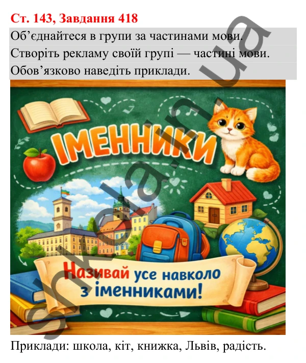 Відповідь до завдання № 418, сторінка 143 - ГДЗ Українська мова та читання 3 клас Кравцова 2025 частина 1