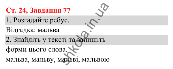 Відповідь до завдання № 77, сторінка 24 - ГДЗ Українська мова та читання 3 клас Кравцова 2025 частина 1