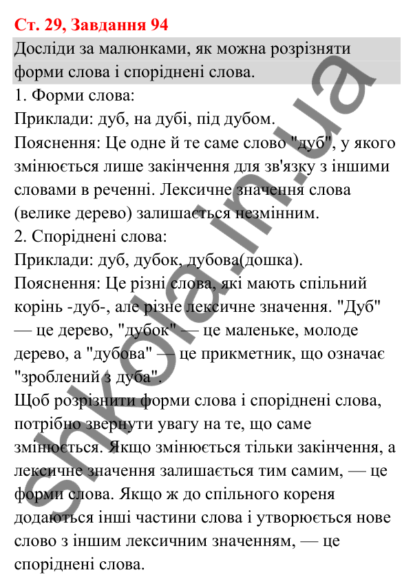 Відповідь до завдання № 94, сторінка 29 - ГДЗ Українська мова та читання 3 клас Кравцова 2025 частина 1