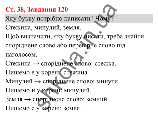 Відповідь до завдання № 120, сторінка 38 - ГДЗ Українська мова та читання 3 клас Кравцова 2025 частина 1