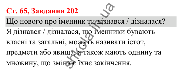 Відповідь до завдання № 202, сторінка 65 - ГДЗ Українська мова та читання 3 клас Кравцова 2025 частина 1