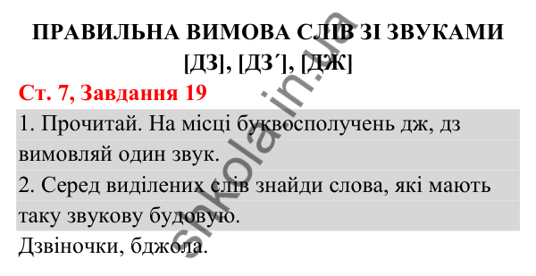 Відповідь до завдання № 19, сторінка 7 - ГДЗ Українська мова та читання 3 клас Кравцова 2025 частина 1