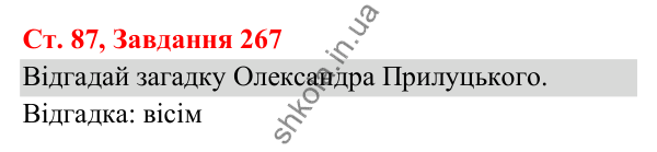 Відповідь до завдання № 267, сторінка 87 - ГДЗ Українська мова та читання 3 клас Кравцова 2025 частина 1