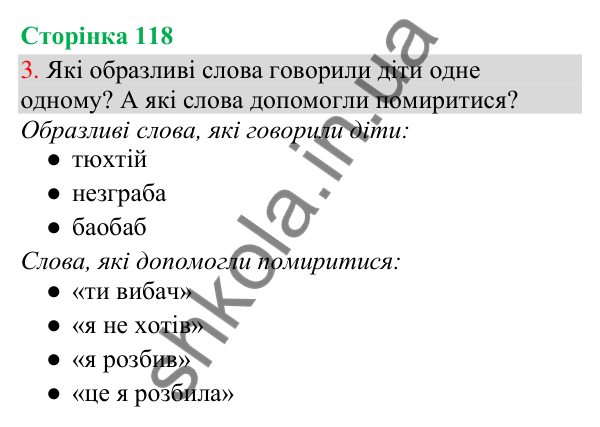 Відповідь до завдання 3, сторінка 118 - ГДЗ Українська мова та читання 3 клас Остапенко 2025 частина 1