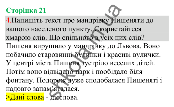 Відповідь до завдання 4, сторінка 21 - ГДЗ Українська мова та читання 3 клас Остапенко 2025 частина 1