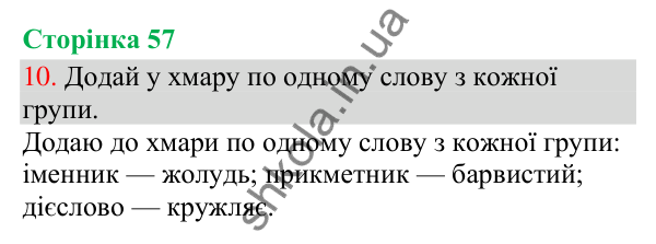 Відповідь до завдання 10, сторінка 57 - ГДЗ Українська мова та читання 3 клас Остапенко 2025 частина 1