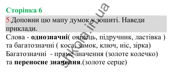 Відповідь до завдання 5, сторінка 6 - ГДЗ Українська мова та читання 3 клас Остапенко 2025 частина 1