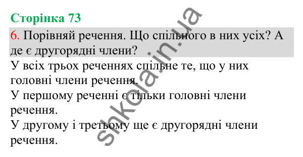 Відповідь до завдання 6, сторінка 73 - ГДЗ Українська мова та читання 3 клас Остапенко 2025 частина 1