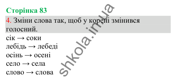Відповідь до завдання 4, сторінка 83 - ГДЗ Українська мова та читання 3 клас Остапенко 2025 частина 1