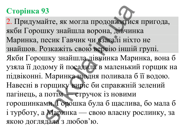 Відповідь до завдання 2, сторінка 93 - ГДЗ Українська мова та читання 3 клас Остапенко 2025 частина 1
