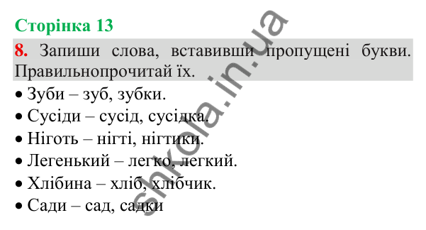 Відповідь до завдання 8, сторінка 13 - ГДЗ Українська мова та читання 3 клас Пономарьова 2025 частина 1