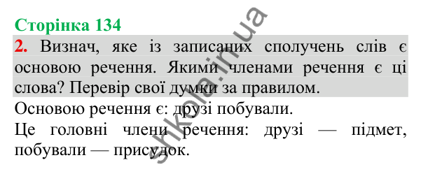 Відповідь до завдання 2, сторінка 134 - ГДЗ Українська мова та читання 3 клас Пономарьова 2025 частина 1