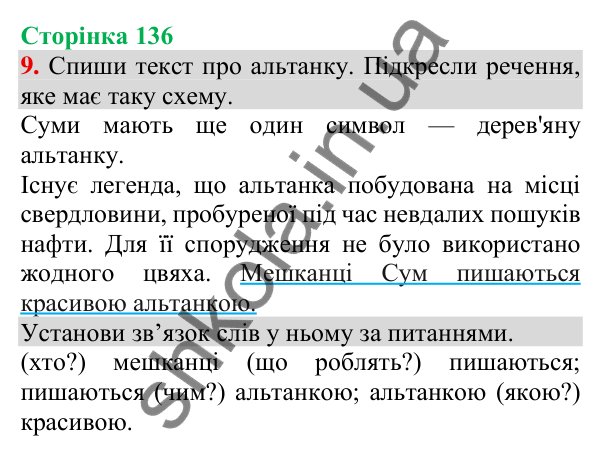 Відповідь до завдання 9, сторінка 136 - ГДЗ Українська мова та читання 3 клас Пономарьова 2025 частина 1
