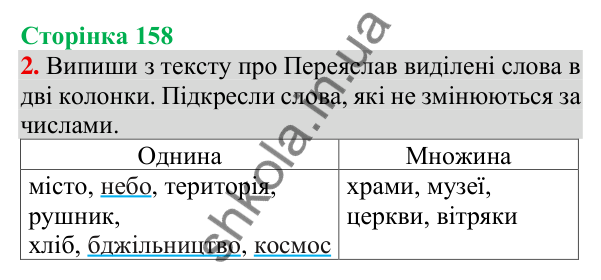 Відповідь до завдання 2, сторінка 158 - ГДЗ Українська мова та читання 3 клас Пономарьова 2025 частина 1
