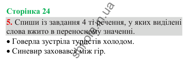 Відповідь до завдання 5, сторінка 24 - ГДЗ Українська мова та читання 3 клас Пономарьова 2025 частина 1