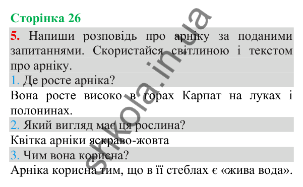 Відповідь до завдання 5, сторінка 26 - ГДЗ Українська мова та читання 3 клас Пономарьова 2025 частина 1