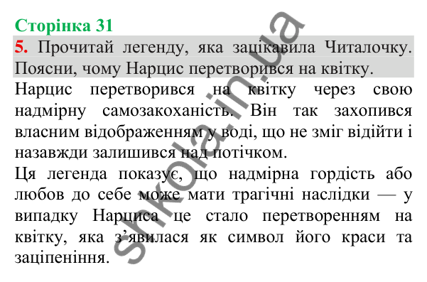 Відповідь до завдання 5, сторінка 31 - ГДЗ Українська мова та читання 3 клас Пономарьова 2025 частина 1