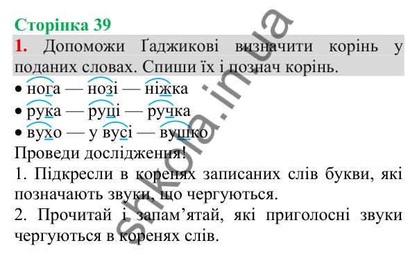 Відповідь до завдання 1, сторінка 39 - ГДЗ Українська мова та читання 3 клас Пономарьова 2025 частина 1