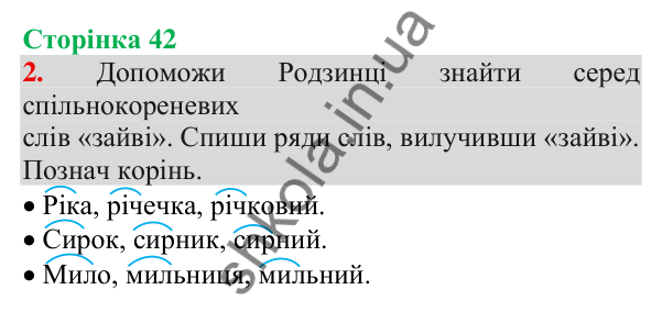 Відповідь до завдання 2, сторінка 42 - ГДЗ Українська мова та читання 3 клас Пономарьова 2025 частина 1