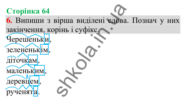 Відповідь до завдання 6, сторінка 64 - ГДЗ Українська мова та читання 3 клас Пономарьова 2025 частина 1
