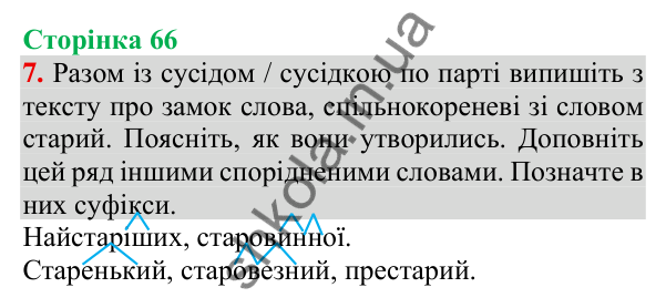 Відповідь до завдання 7, сторінка 66 - ГДЗ Українська мова та читання 3 клас Пономарьова 2025 частина 1