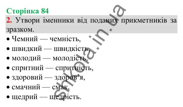 Відповідь до завдання 2, сторінка 84 - ГДЗ Українська мова та читання 3 клас Пономарьова 2025 частина 1