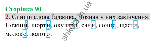 Відповідь до завдання 2, сторінка 90 - ГДЗ Українська мова та читання 3 клас Пономарьова 2025 частина 1