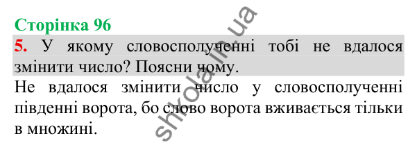 Відповідь до завдання 5, сторінка 96 - ГДЗ Українська мова та читання 3 клас Пономарьова 2025 частина 1