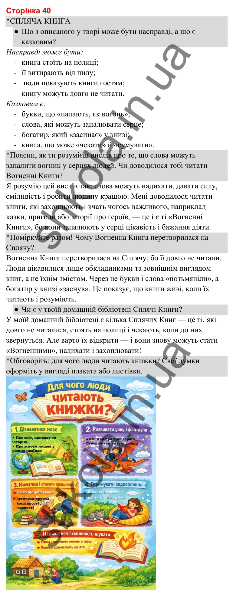 Відповіді до сторінки 40 - ГДЗ Українська мова та читання 3 клас Савченко 2025 частина 2
