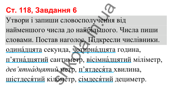 Відповідь до завдання 6, сторінка 118 - ГДЗ Українська мова та читання 3 клас Вашуленко 2025 частина 1