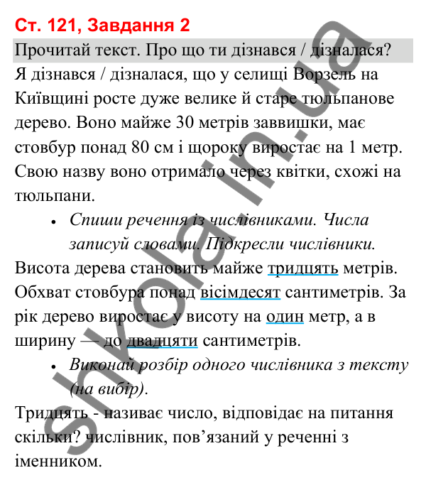 Відповідь до завдання 2, сторінка 121 - ГДЗ Українська мова та читання 3 клас Вашуленко 2025 частина 1