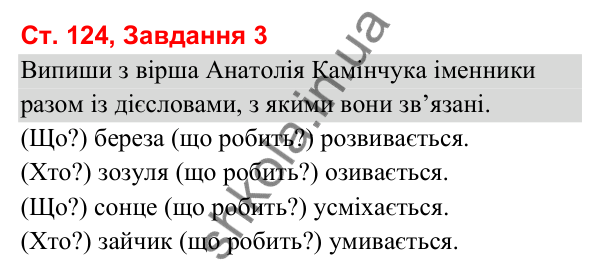 Відповідь до завдання 3, сторінка 124 - ГДЗ Українська мова та читання 3 клас Вашуленко 2025 частина 1