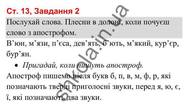 Відповідь до завдання 2, сторінка 13 - ГДЗ Українська мова та читання 3 клас Вашуленко 2025 частина 1