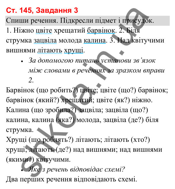 Відповідь до завдання 3, сторінка 145 - ГДЗ Українська мова та читання 3 клас Вашуленко 2025 частина 1