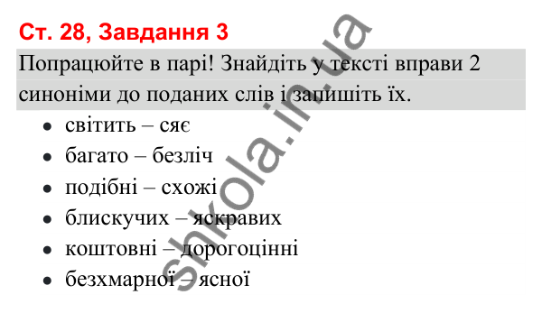 Відповідь до завдання 3, сторінка 28 - ГДЗ Українська мова та читання 3 клас Вашуленко 2025 частина 1