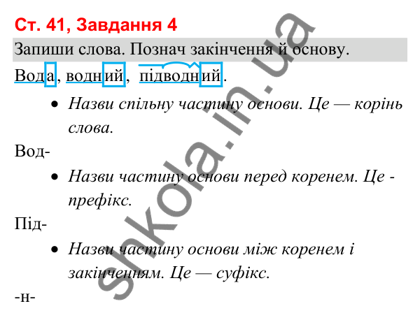Відповідь до завдання 4, сторінка 41 - ГДЗ Українська мова та читання 3 клас Вашуленко 2025 частина 1