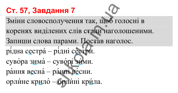 Відповідь до завдання 7, сторінка 57 - ГДЗ Українська мова та читання 3 клас Вашуленко 2025 частина 1
