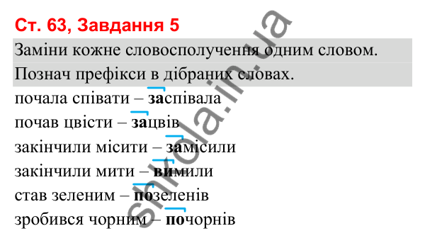 Відповідь до завдання 5, сторінка 63 - ГДЗ Українська мова та читання 3 клас Вашуленко 2025 частина 1