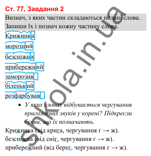 Відповідь до завдання 2, сторінка 77 - ГДЗ Українська мова та читання 3 клас Вашуленко 2025 частина 1