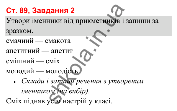 Відповідь до завдання 2, сторінка 89 - ГДЗ Українська мова та читання 3 клас Вашуленко 2025 частина 1