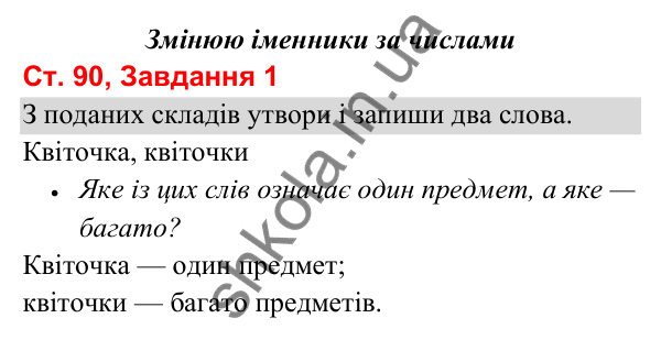 Відповідь до завдання 1, сторінка 90 - ГДЗ Українська мова та читання 3 клас Вашуленко 2025 частина 1