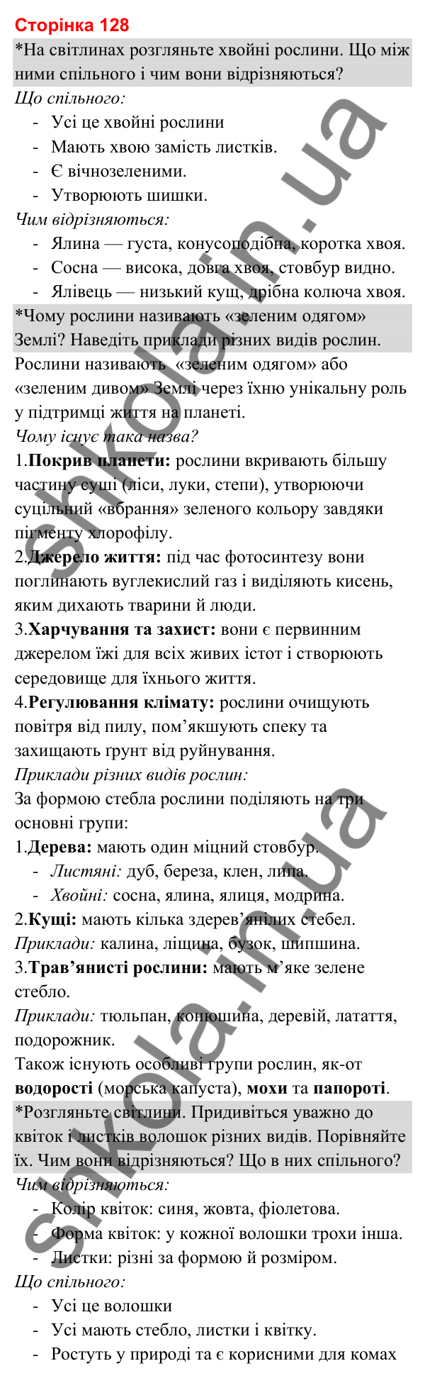 Відповіді до сторінки 128 - ГДЗ Я досліджую світ 3 клас Гільберг 2025 частина 1