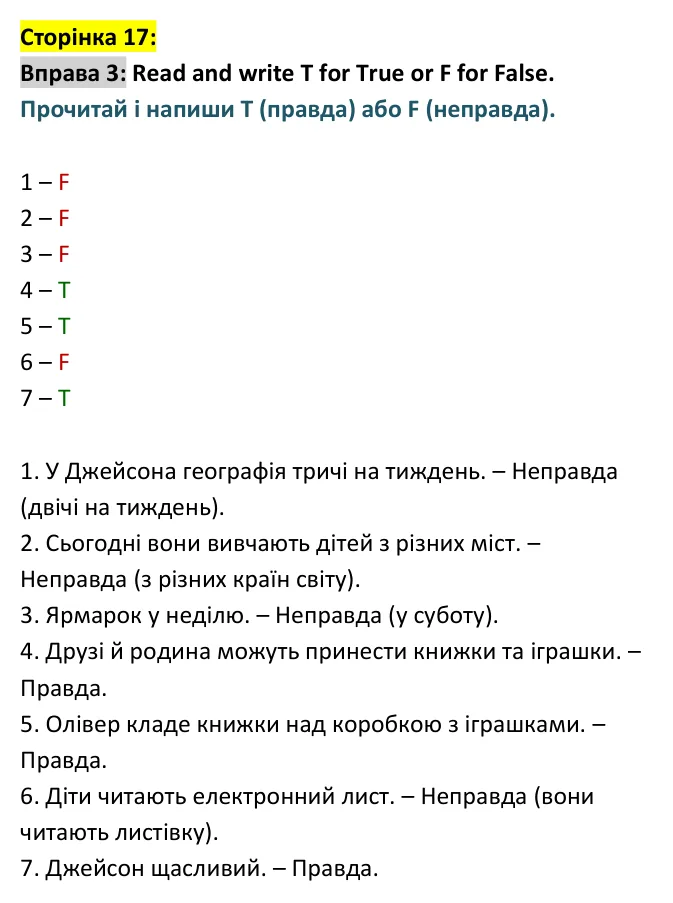 Сторінка 17, вправа 3 - відповідь Відповідь до вправи 3, сторінка 17 - ГДЗ Англійська мова 4 клас Мітчелл 2026 робочий зошит