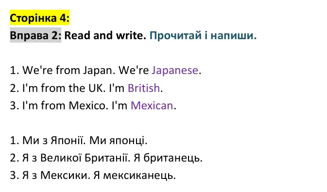 Відповідь до вправи 2, сторінка 4 - ГДЗ Англійська мова 4 клас Мітчелл 2026 робочий зошит