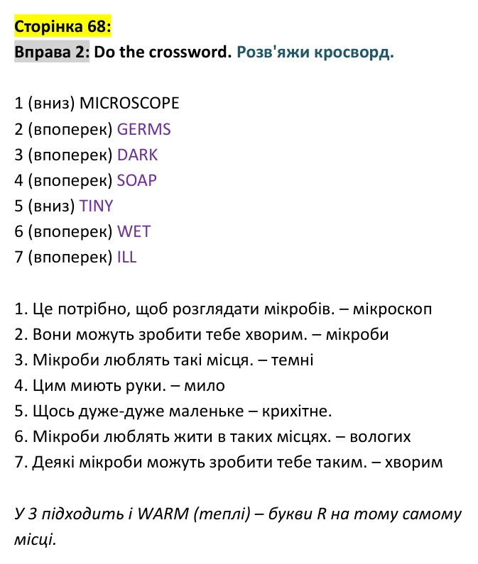 Відповідь до вправи 2, сторінка 68 - ГДЗ Англійська мова 4 клас Мітчелл 2026 робочий зошит