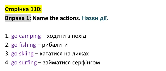 Відповідь до вправи 1, сторінка 110 - ГДЗ Англійська мова 4 клас Мітчелл 2026
