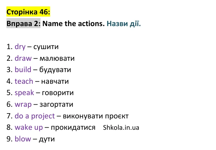 p46-ex2 Відповідь до вправи 2, сторінка 46 - ГДЗ Англійська мова 4 клас Мітчелл 2026